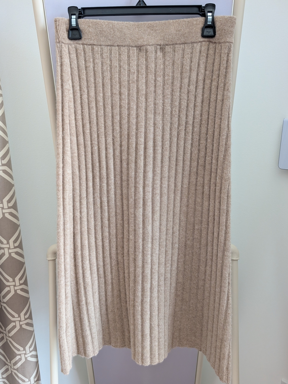 Quince Ribbed Midi Skirt in Beige - Picture 3 of 5